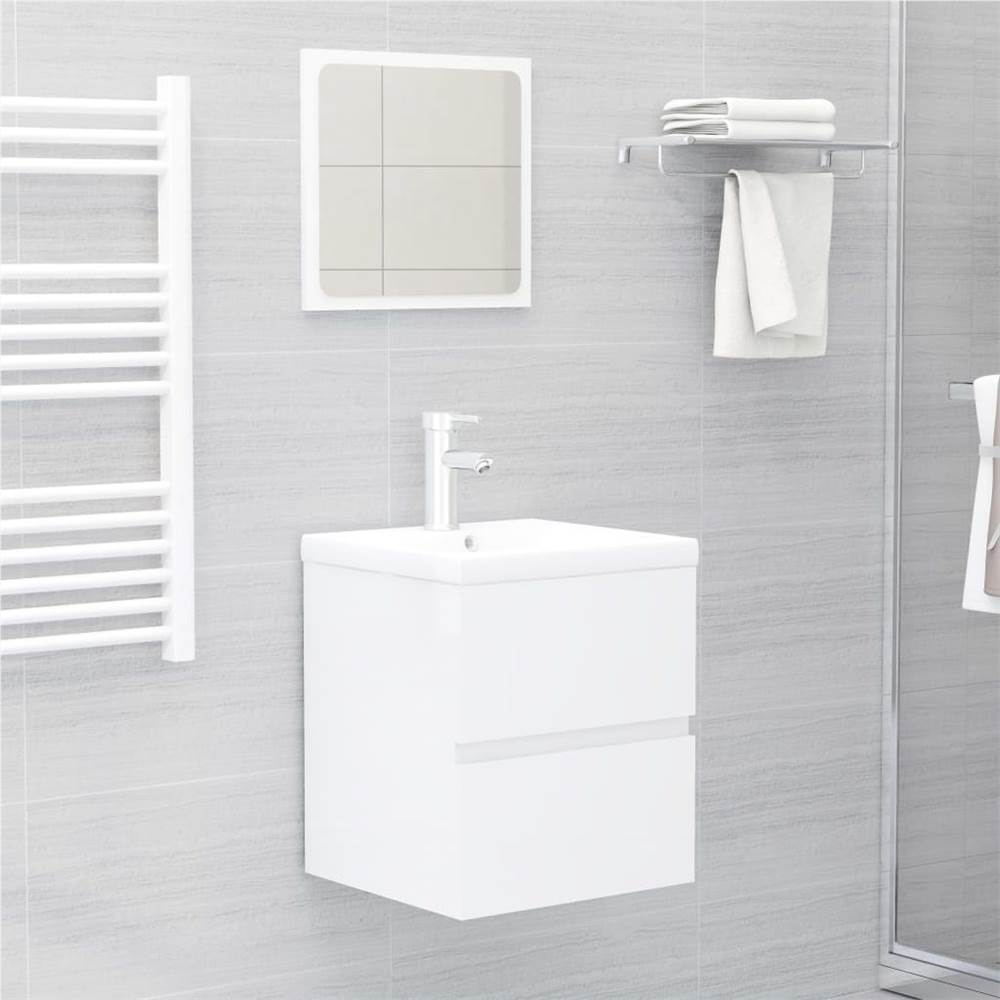 

Bathroom Furniture Set High Gloss White Chipboard