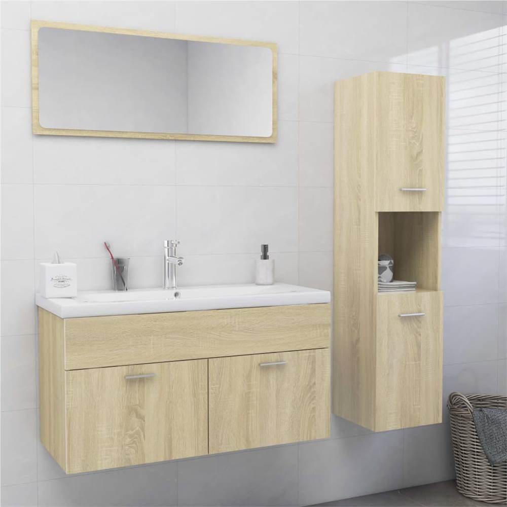 

Bathroom Furniture Set Sonoma Oak Chipboard