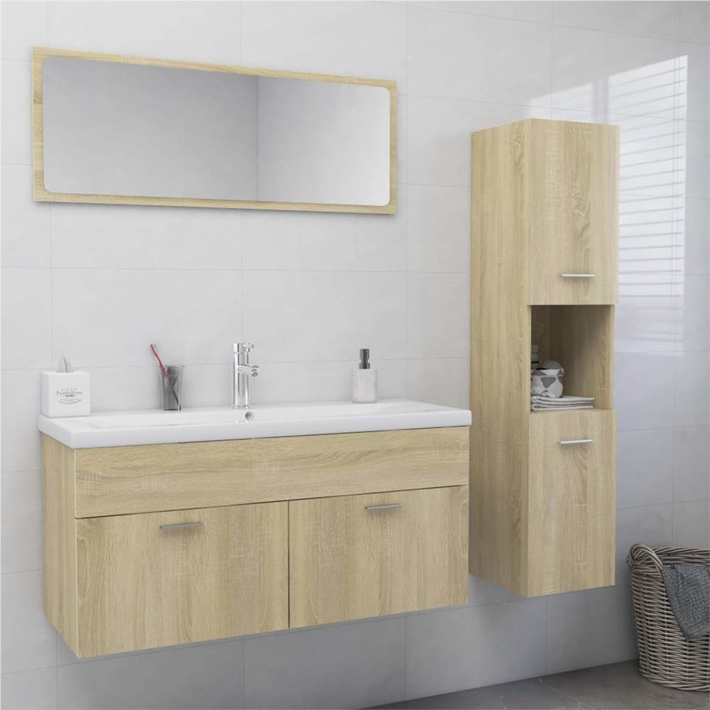 

Bathroom Furniture Set Sonoma Oak Chipboard