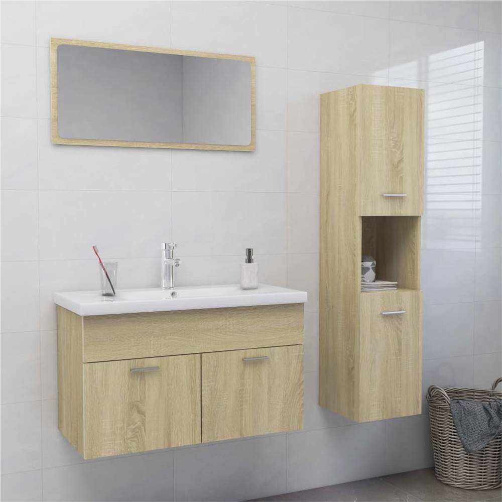 

Bathroom Furniture Set Sonoma Oak Chipboard