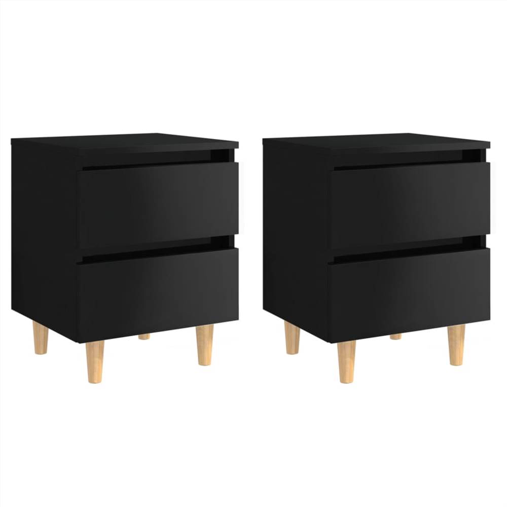 

Bed Cabinets & Pinewood Legs 2 pcs High Gloss Black 40x35x50cm