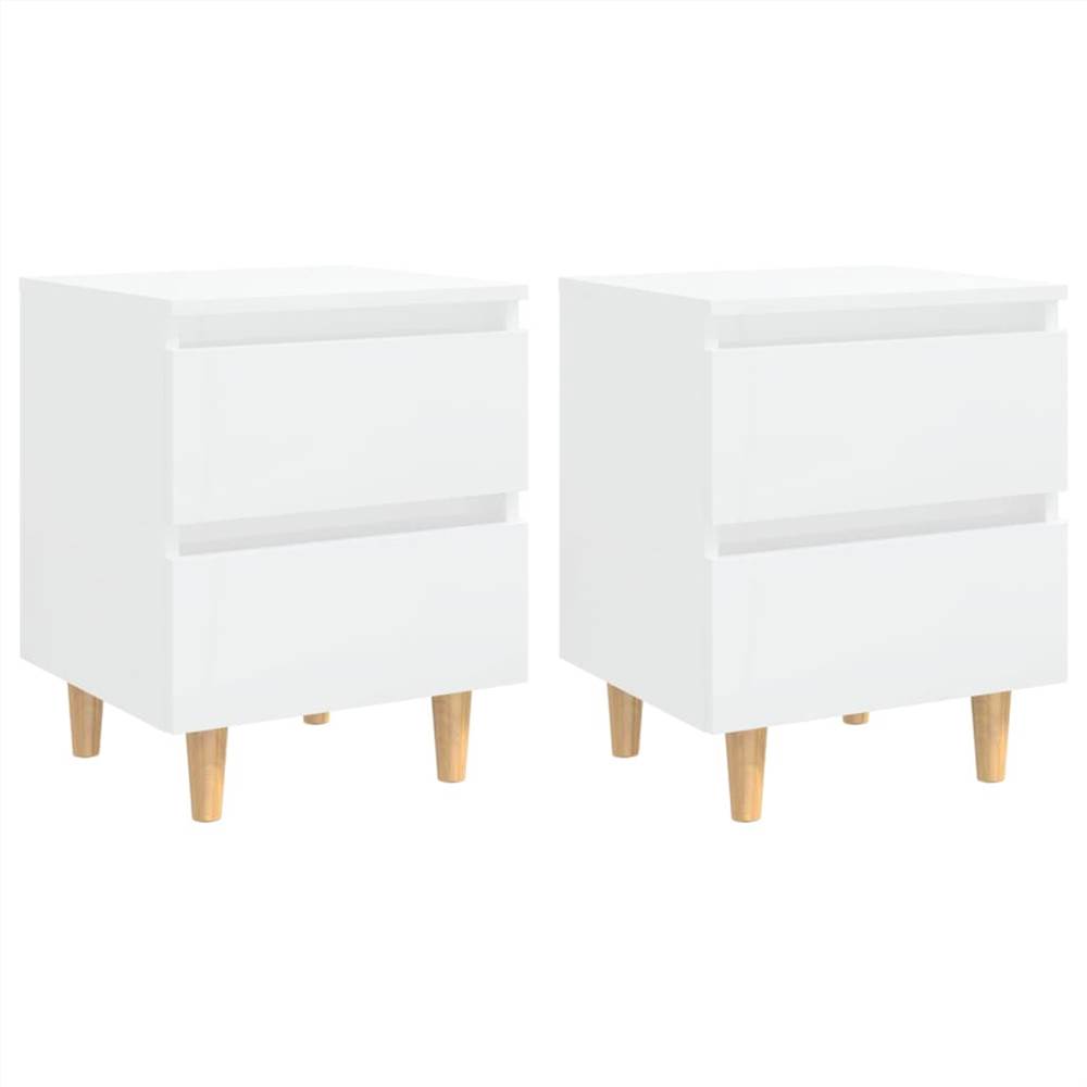 

Bed Cabinets & Pinewood Legs 2 pcs High Gloss White 40x35x50cm