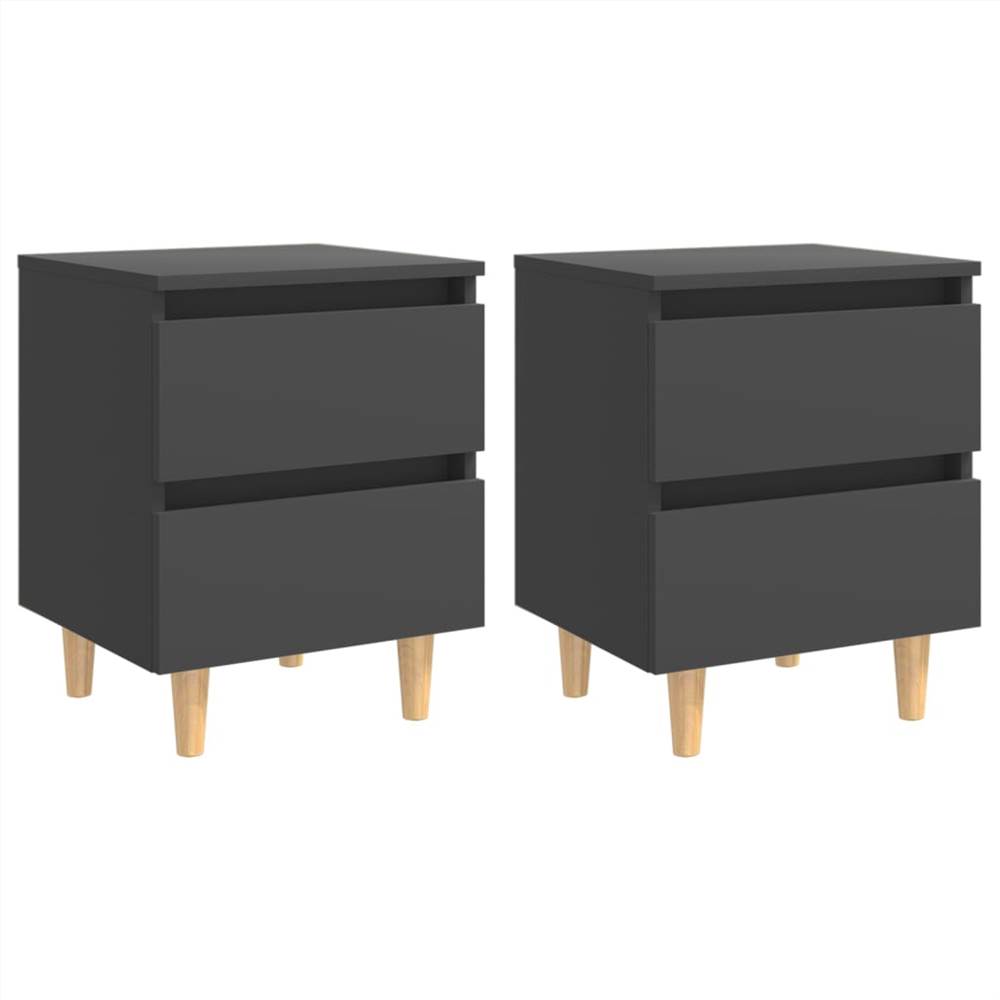 

Bed Cabinets with Solid Pinewood Legs 2 pcs Grey 40x35x50 cm