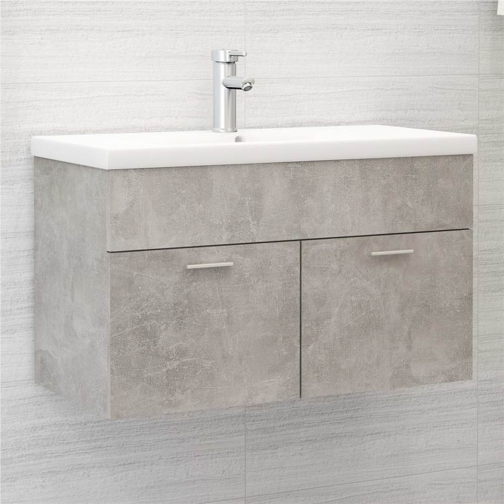 

Sink Cabinet with Built-in Basin Concrete Grey Chipboard