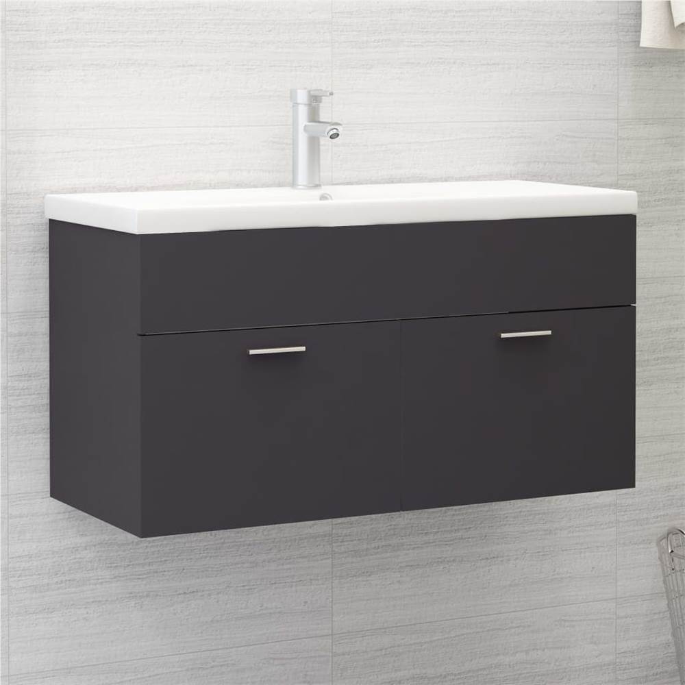 

Sink Cabinet with Built-in Basin Grey Chipboard