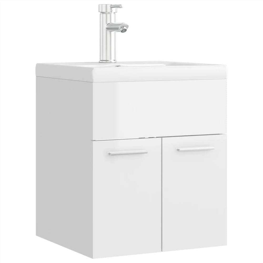 Sink with Builtin Basin High Gloss White Chipboard
