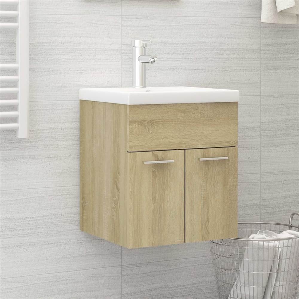 

Sink Cabinet with Built-in Basin Sonoma Oak Chipboard