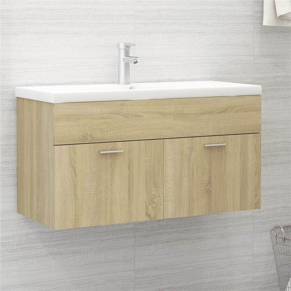 

Sink Cabinet with Built-in Basin Sonoma Oak Chipboard