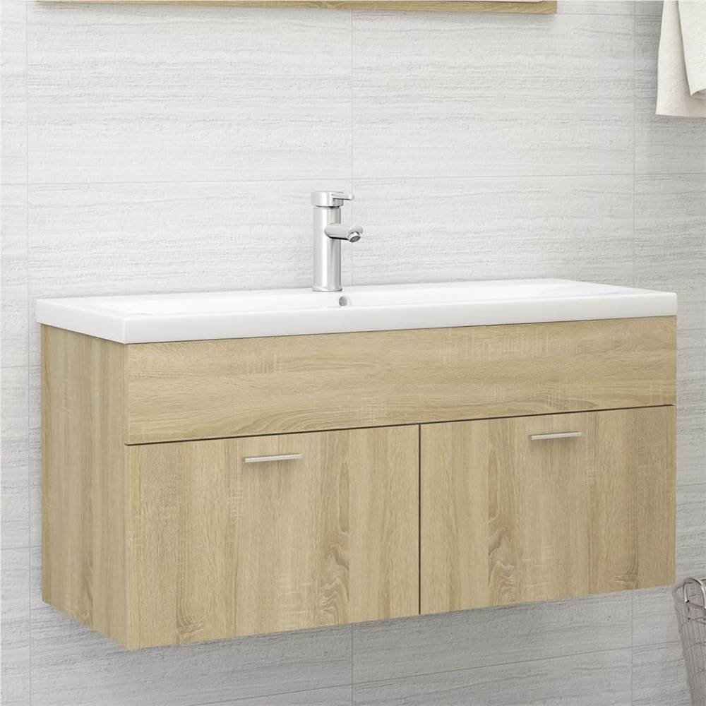 

Sink Cabinet with Built-in Basin Sonoma Oak Chipboard