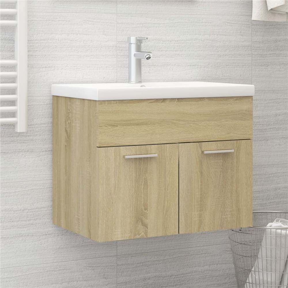 

Sink Cabinet with Built-in Basin Sonoma Oak Chipboard