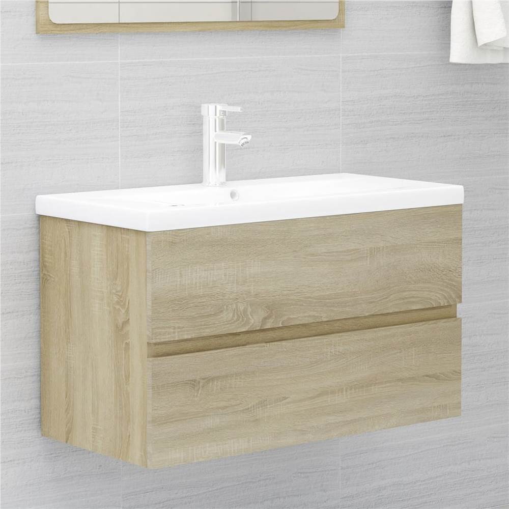 

Sink Cabinet with Built-in Basin Sonoma Oak Chipboard
