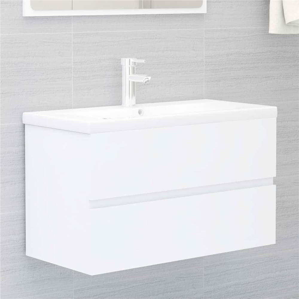 

Sink Cabinet with Built-in Basin White Chipboard