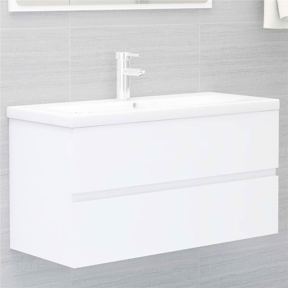 

Sink Cabinet with Built-in Basin White Chipboard