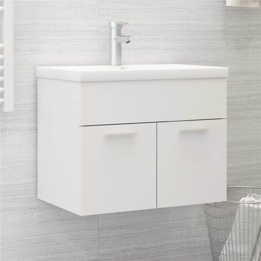 

Sink Cabinet with Built-in Basin White Chipboard