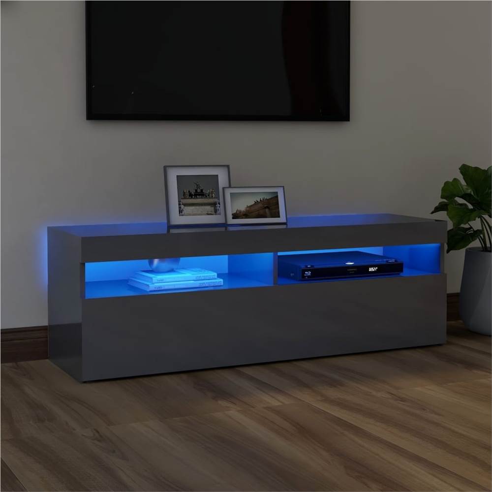 

TV Cabinet with LED Lights High Gloss Grey 120x35x40 cm