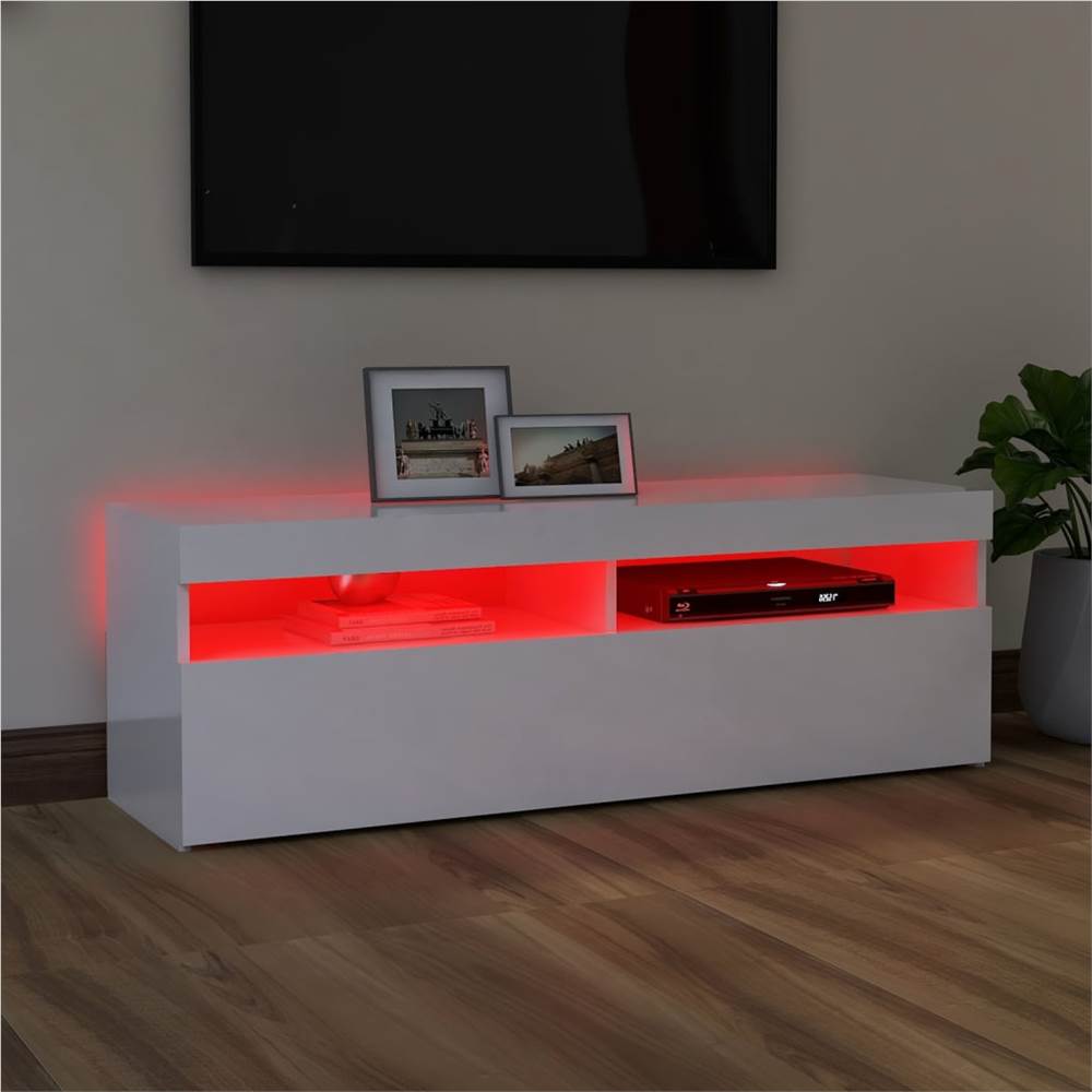 TV Cabinet With LED Lights High Gloss White 120x35x40 Cm 15 TV Cabinet with LED Lights High Gloss White 120x35x40 cm