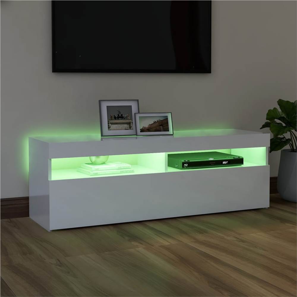 TV Cabinet With LED Lights High Gloss White 120x35x40 Cm 16 TV Cabinet with LED Lights High Gloss White 120x35x40 cm