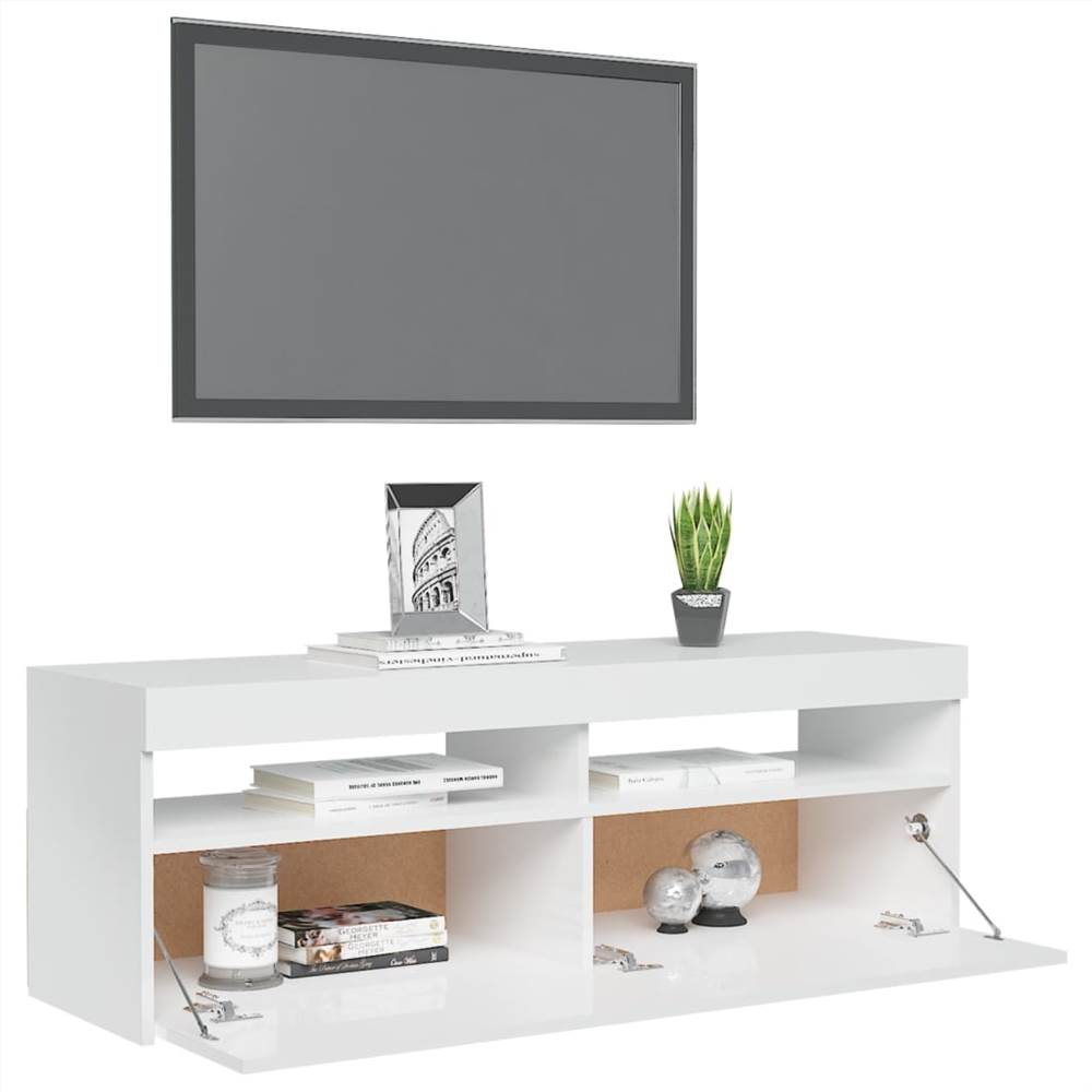 TV Cabinet With LED Lights High Gloss White 120x35x40 Cm 17 TV Cabinet with LED Lights High Gloss White 120x35x40 cm