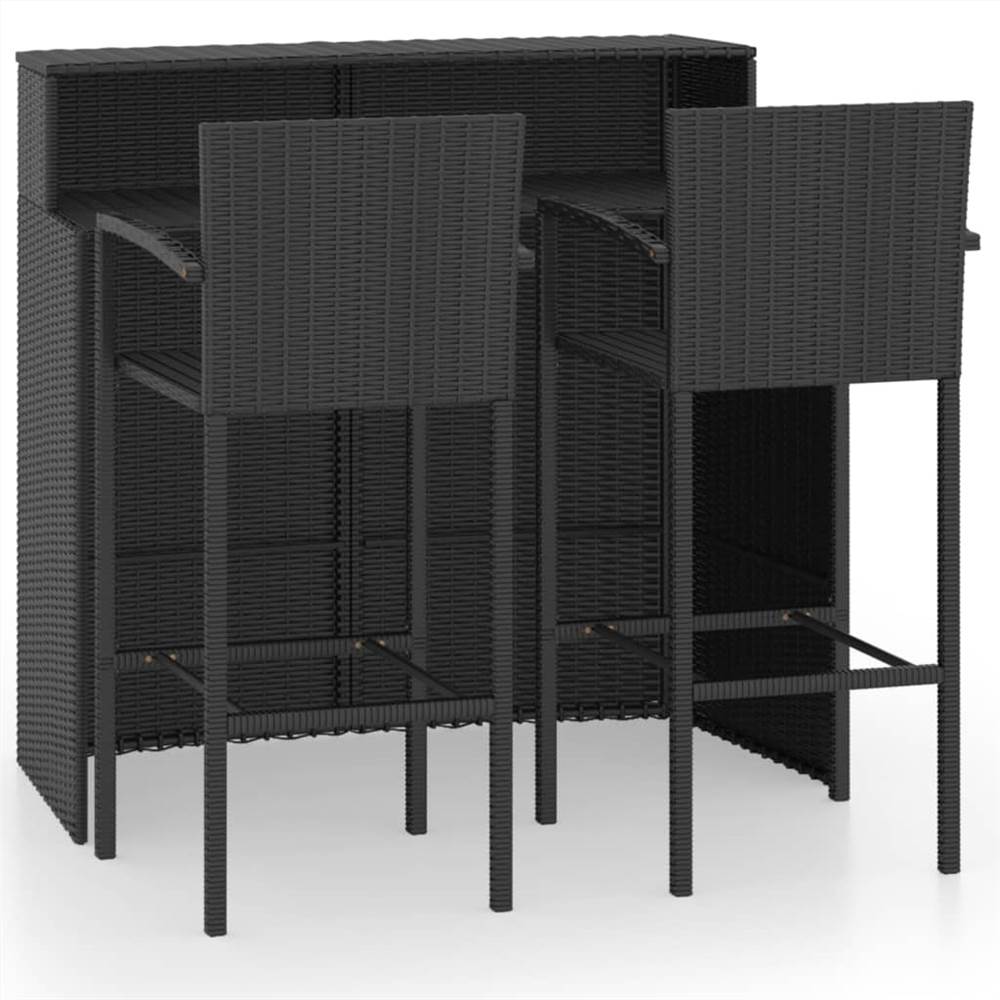 

3 Piece Garden Bar Set Black