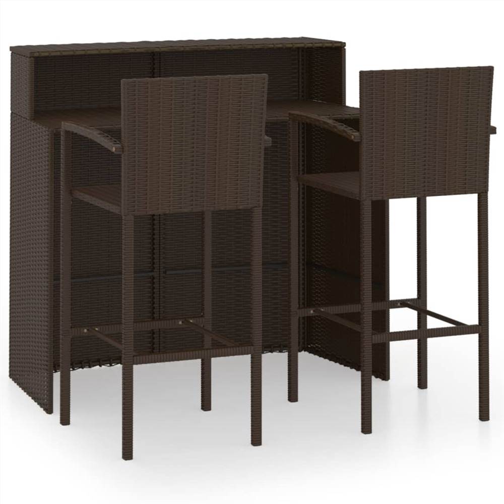 

3 Piece Garden Bar Set Brown