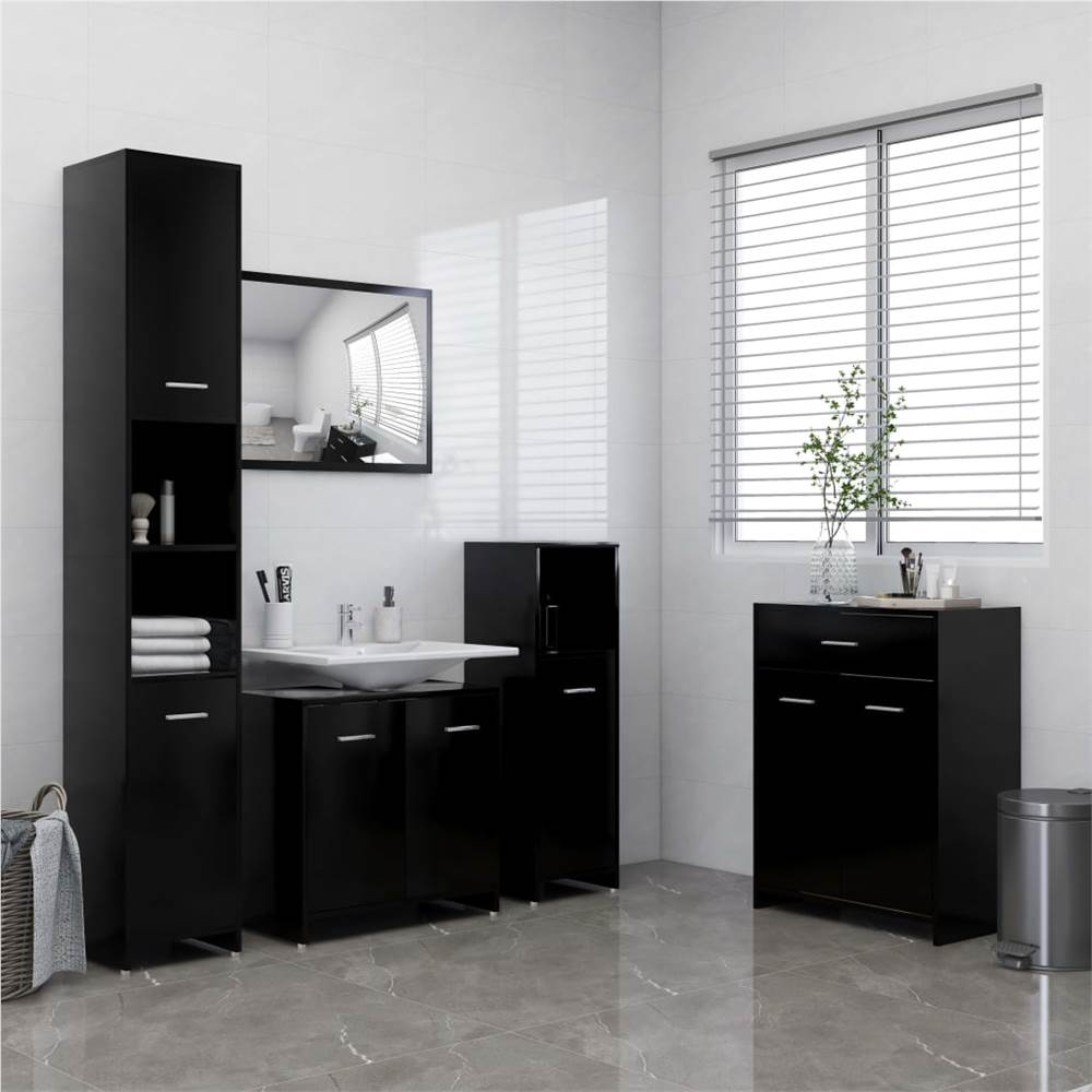 

4 Piece Bathroom Furniture Set Black