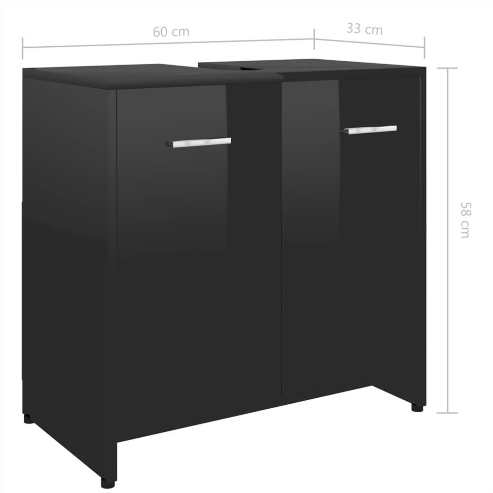 4 Piece Bathroom Furniture Set High Gloss Black