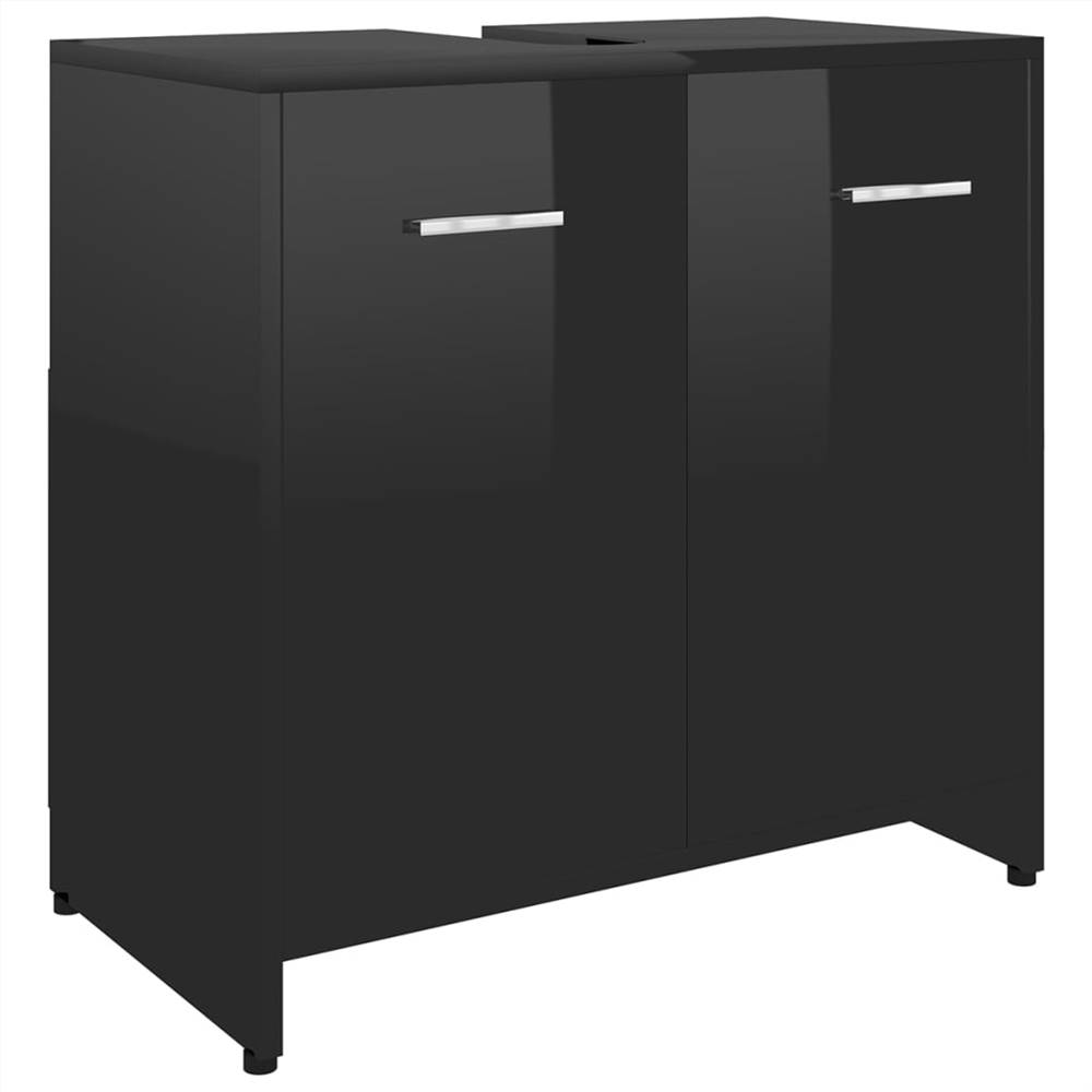 4 Piece Bathroom Furniture Set High Gloss Black