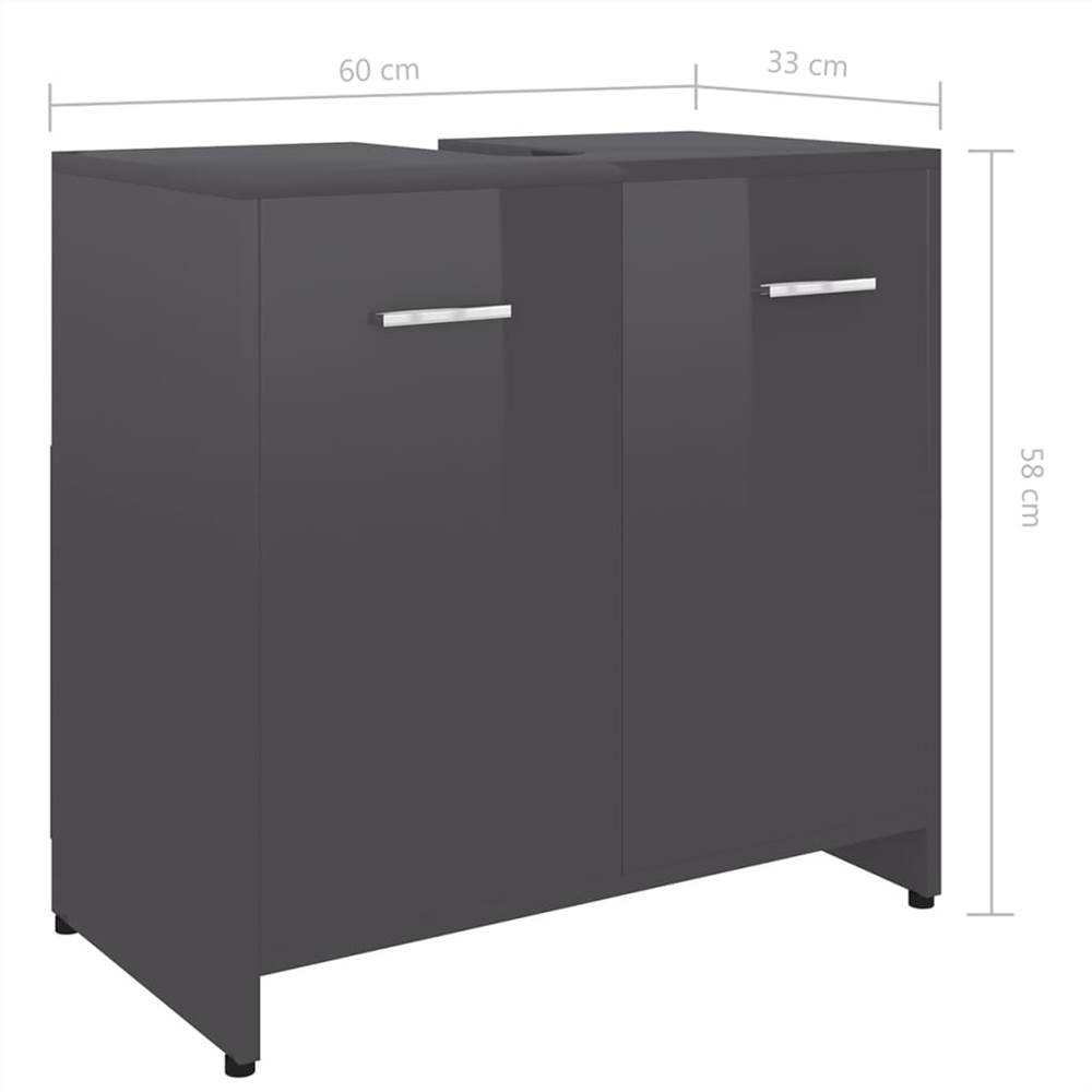 4 Piece Bathroom Furniture Set High Gloss Grey