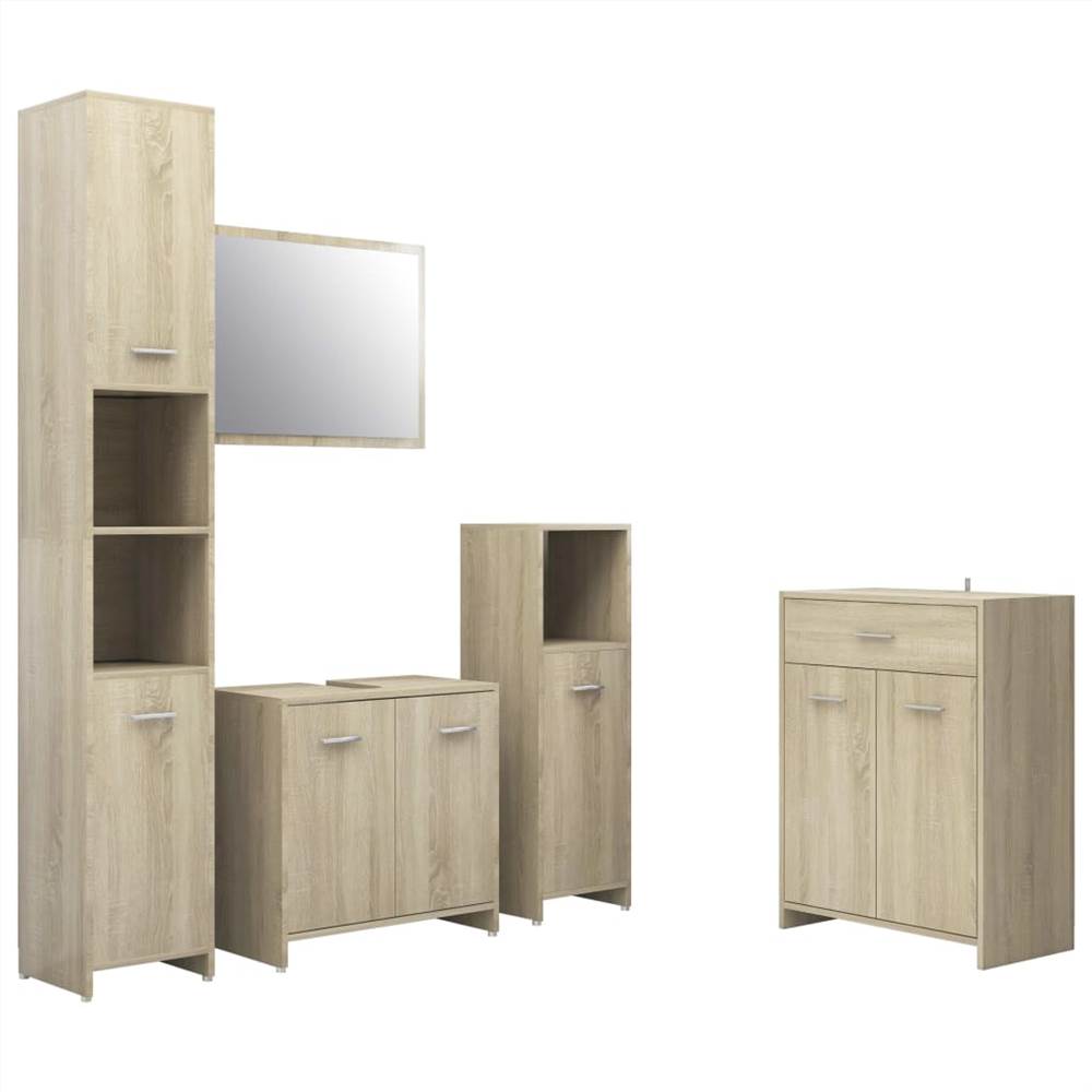 4 Piece Bathroom Furniture Set Sonoma Oak