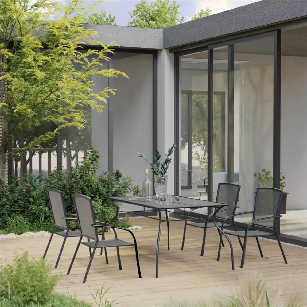

5 Piece Garden Dining Set Steel Anthracite