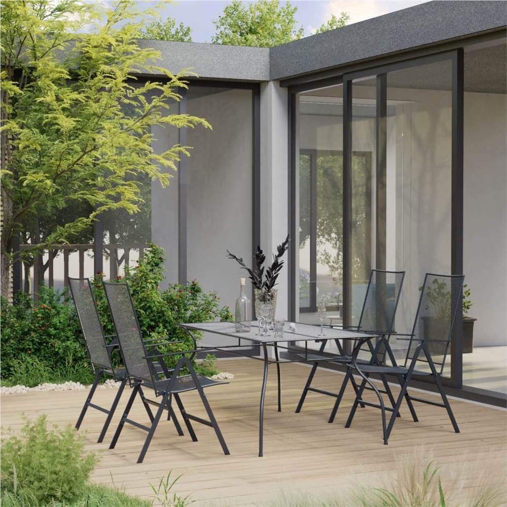 

5 Piece Garden Dining Set Steel Anthracite