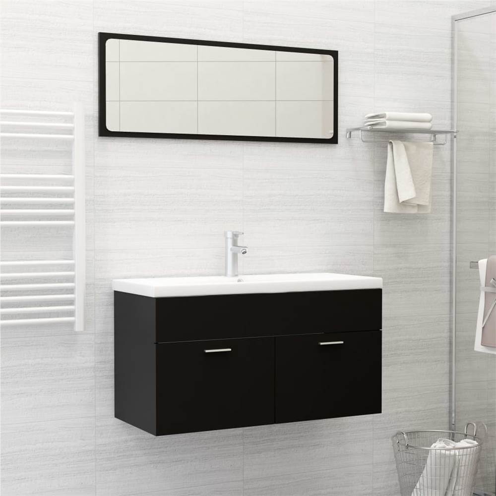 

Bathroom Furniture Set Black Chipboard