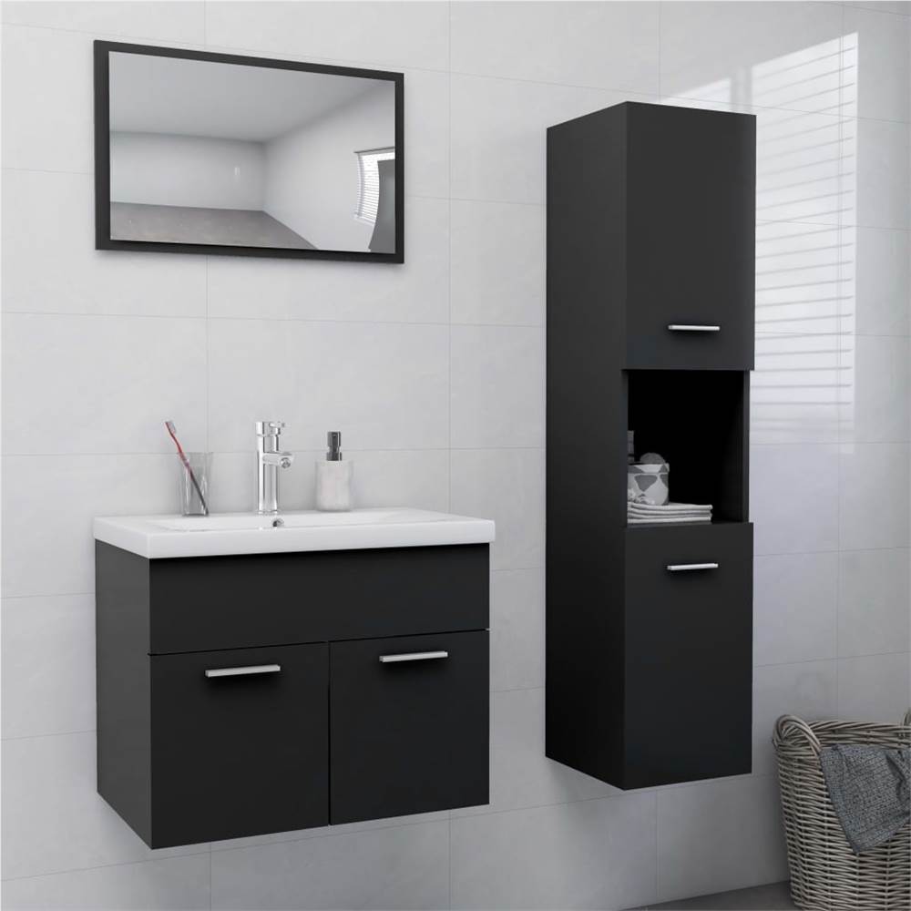 

Bathroom Furniture Set Grey Chipboard