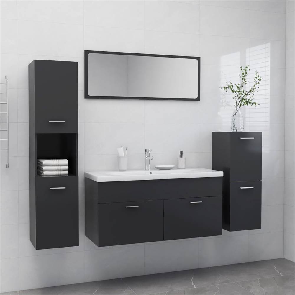 

Bathroom Furniture Set Grey Chipboard