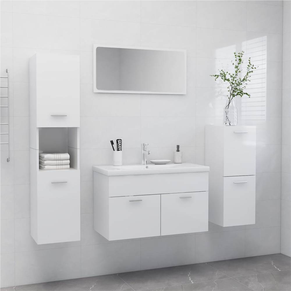 

Bathroom Furniture Set High Gloss White Chipboard