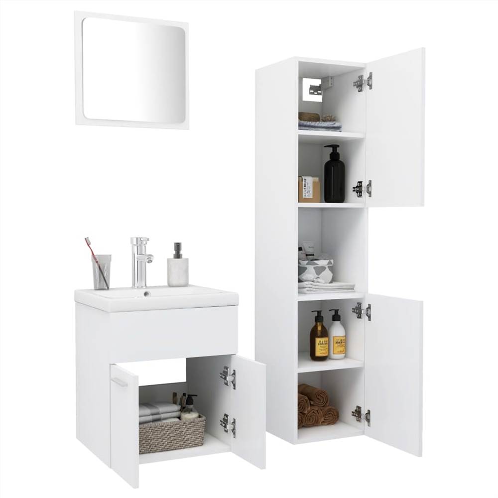 Bathroom Furniture Set White Chipboard