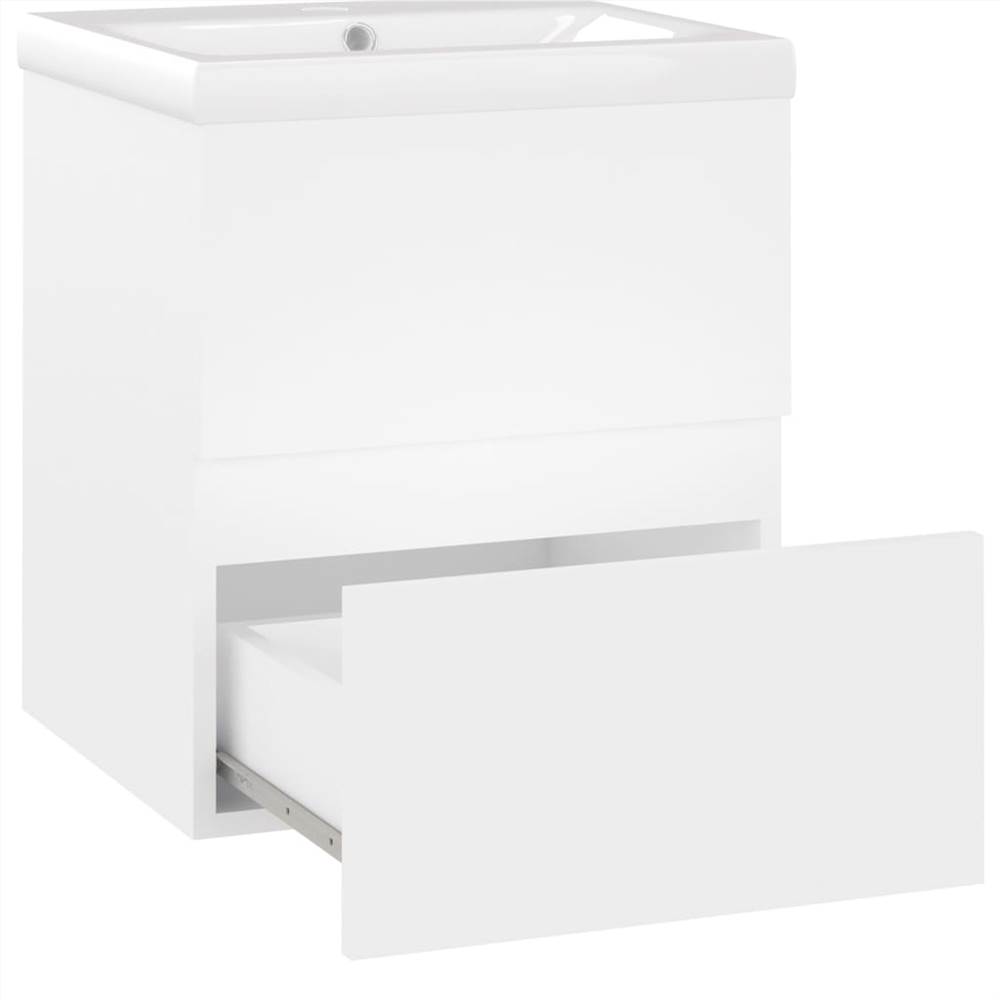 Sink Cabinet with Built-in Basin White Chipboard