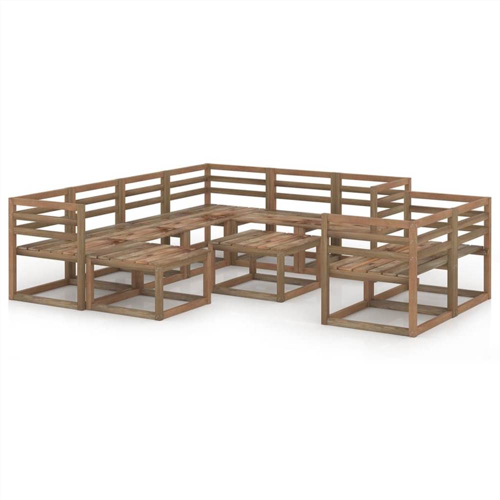 

10 Piece Garden Lounge Set Brown Impregnated Pinewood