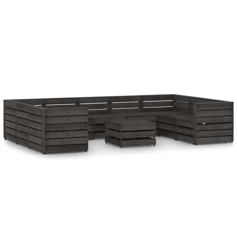 

10 Piece Garden Lounge Set Grey Impregnated Pinewood