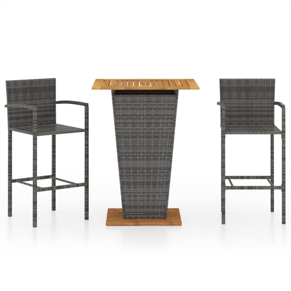 

3 Piece Garden Bar Set Grey
