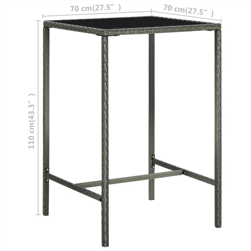 3 Piece Garden Bar Set Poly Rattan Grey