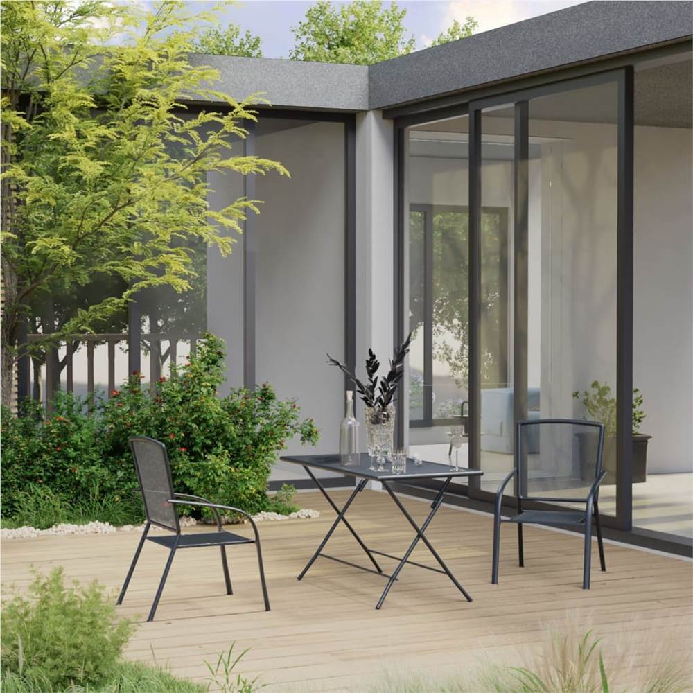 

3 Piece Garden Dining Set Steel Anthracite