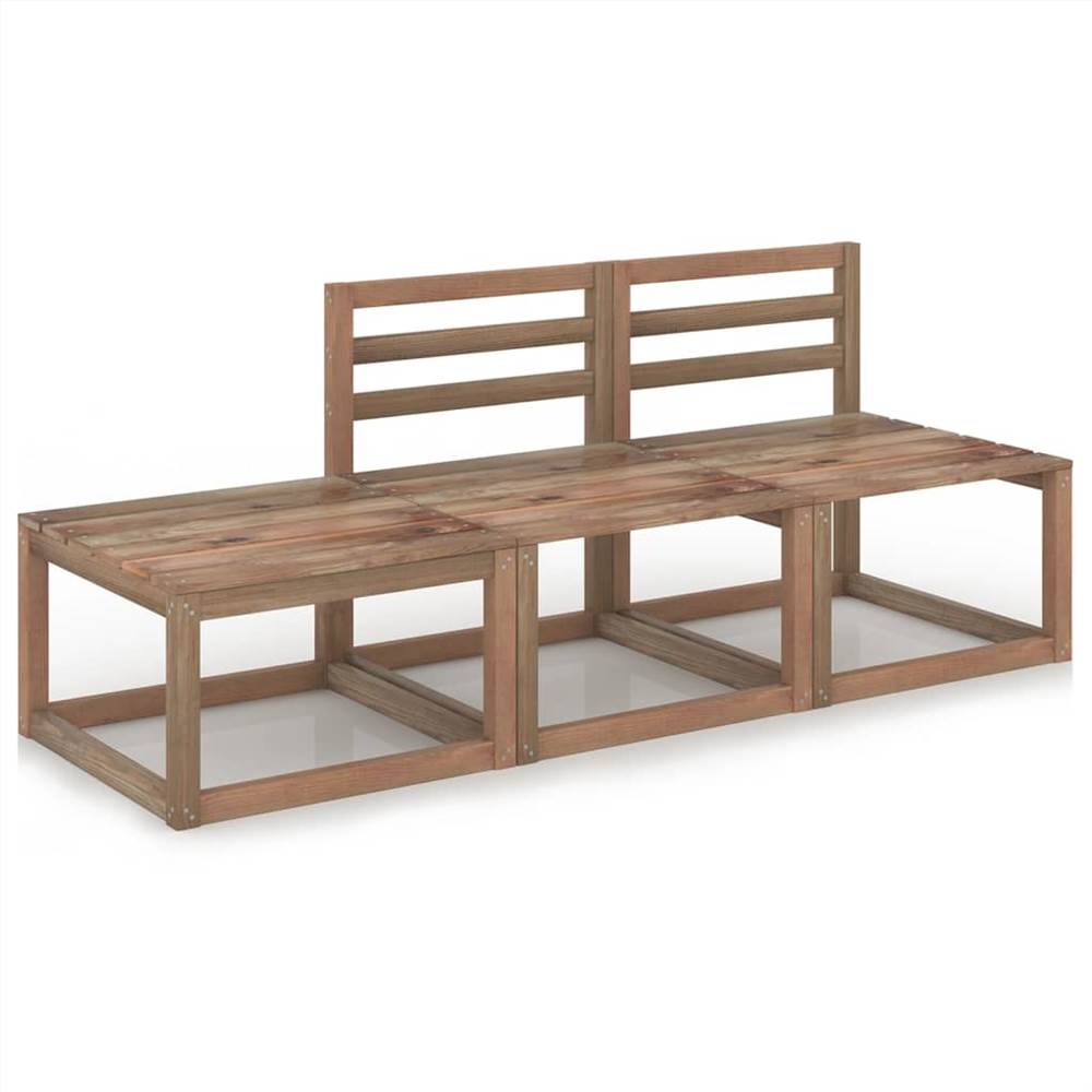 

3 Piece Garden Lounge Set Brown Impregnated Pinewood