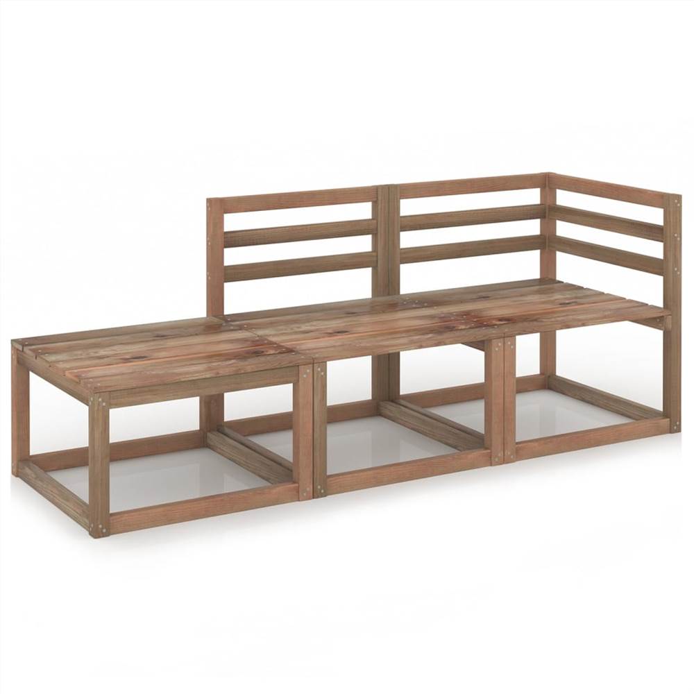 

3 Piece Garden Lounge Set Brown Impregnated Pinewood