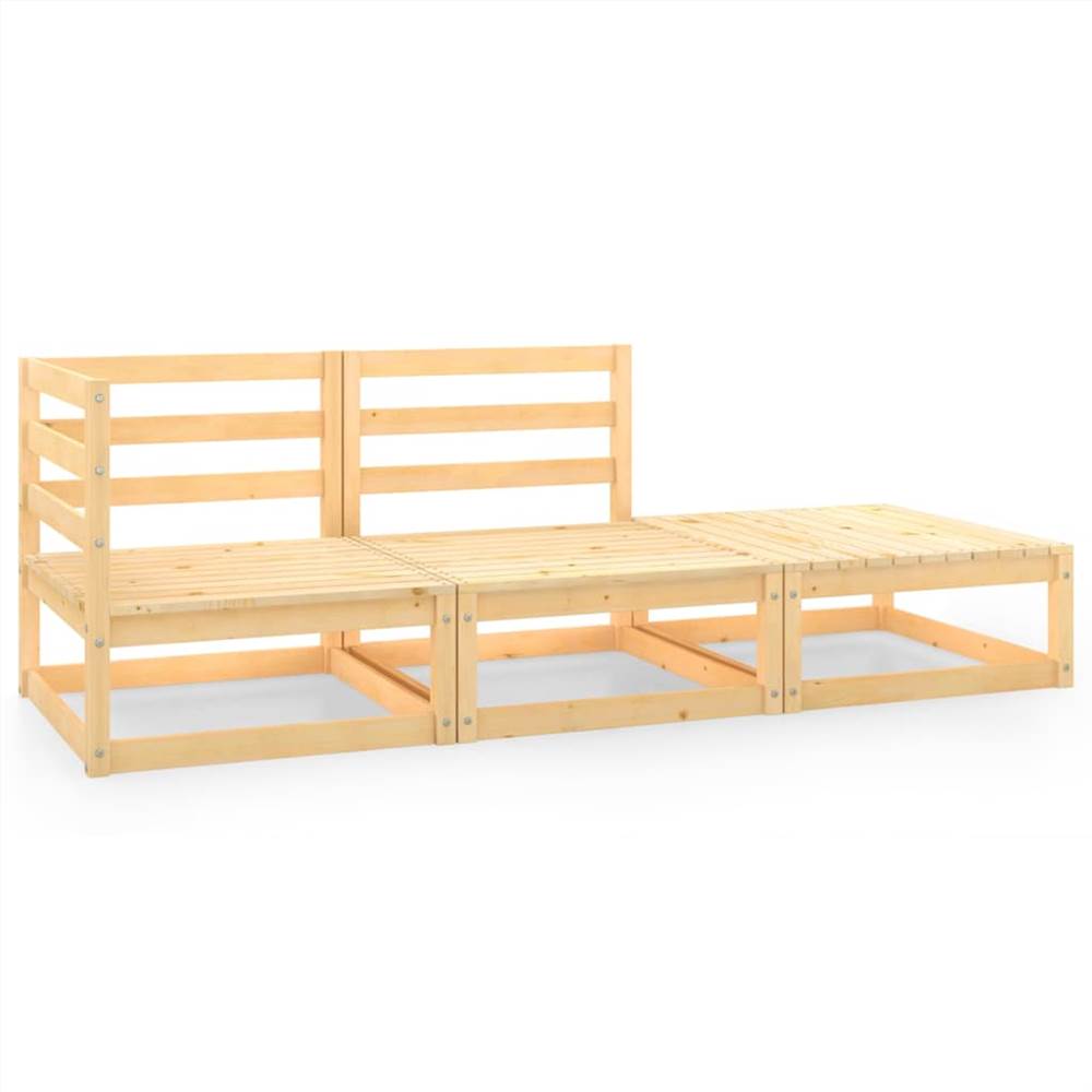 

3 Piece Garden Lounge Set Solid Pinewood