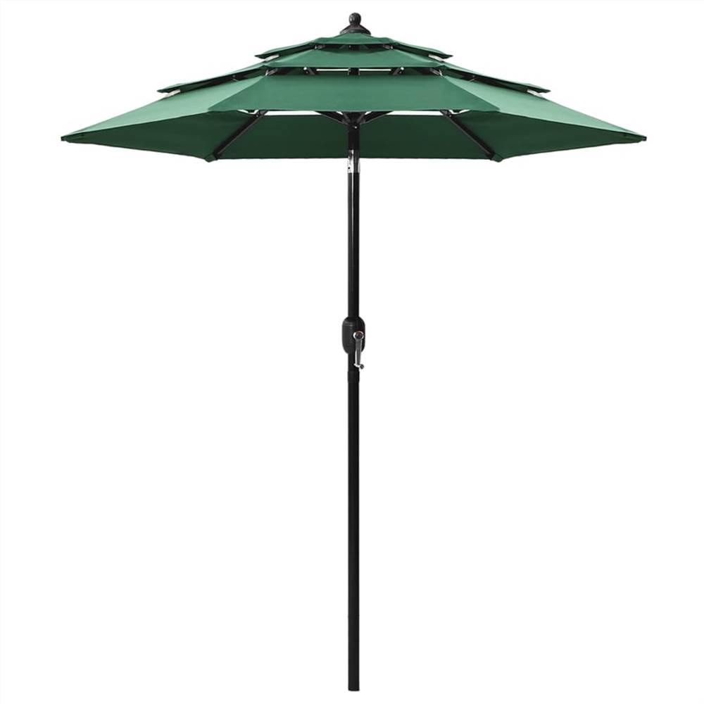 

3-Tier Parasol with Aluminium Pole Green 2 m