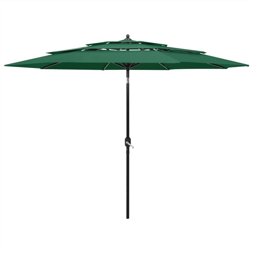 

3-Tier Parasol with Aluminium Pole Green 3 m