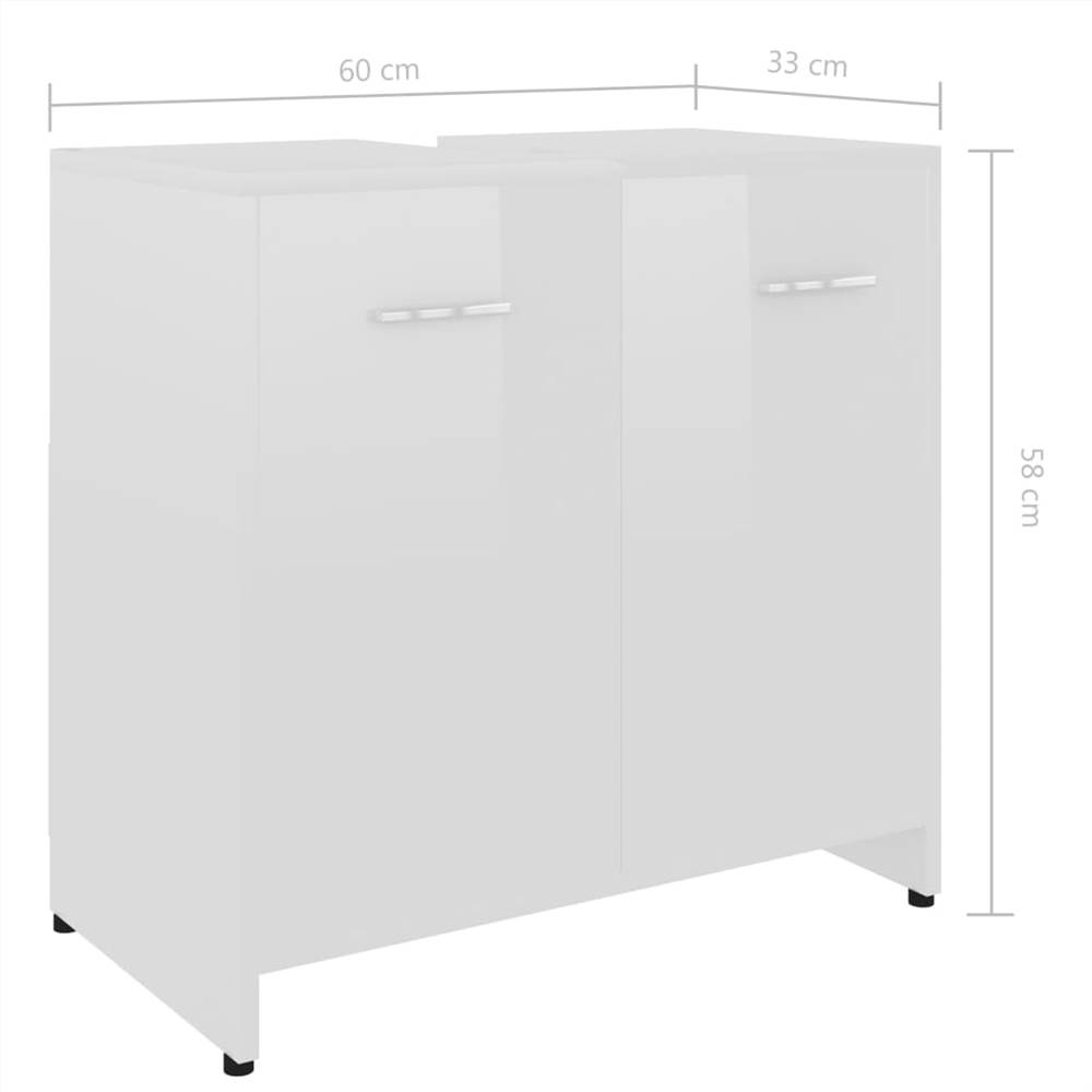 4 Piece Bathroom Furniture Set High Gloss White