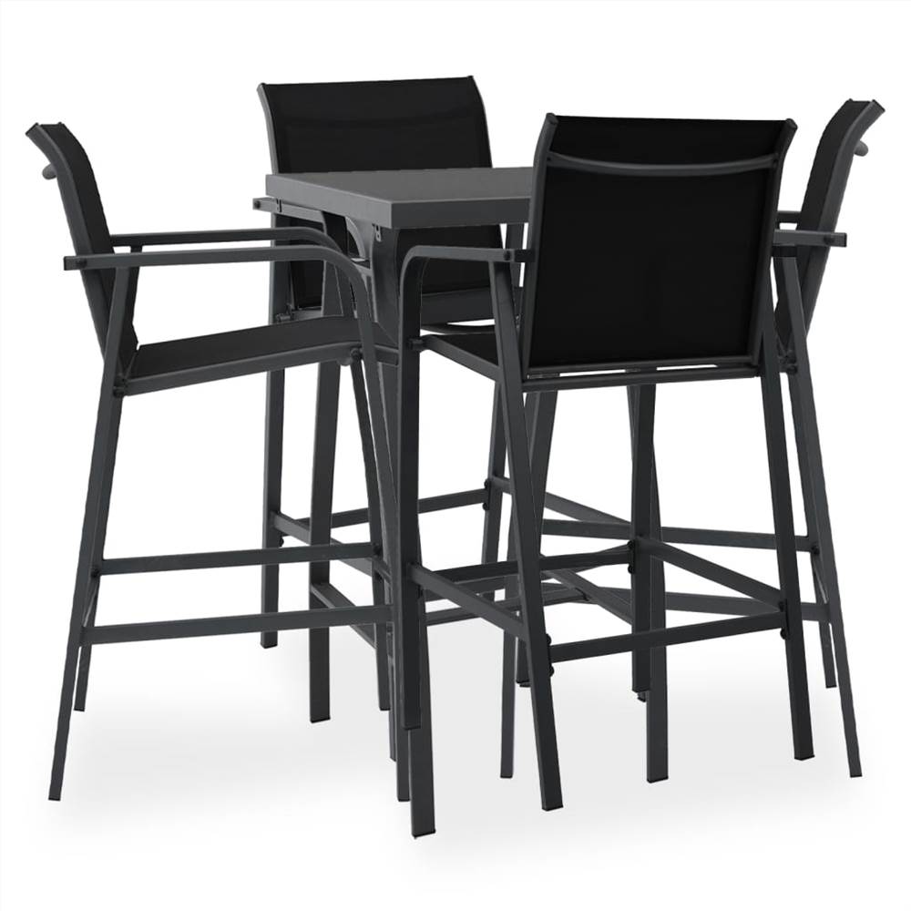 

5 Piece Garden Bar Set Black