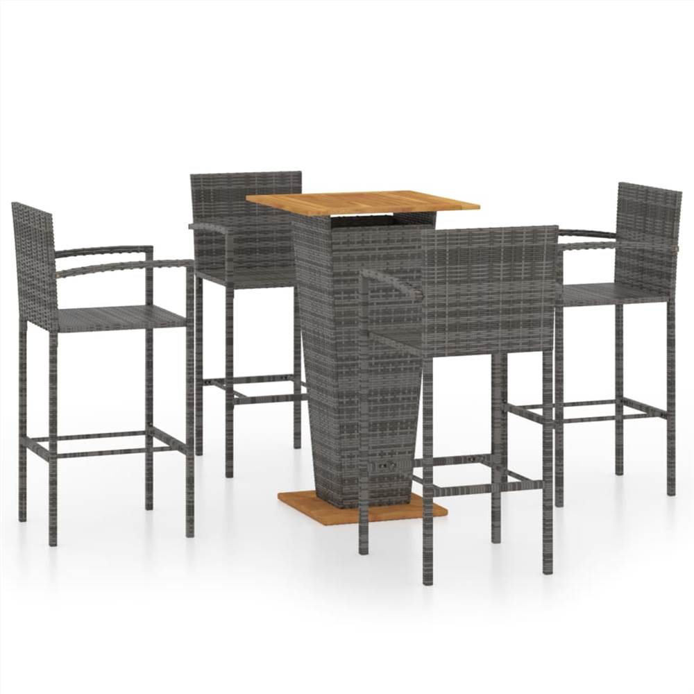 

5 Piece Garden Bar Set Grey